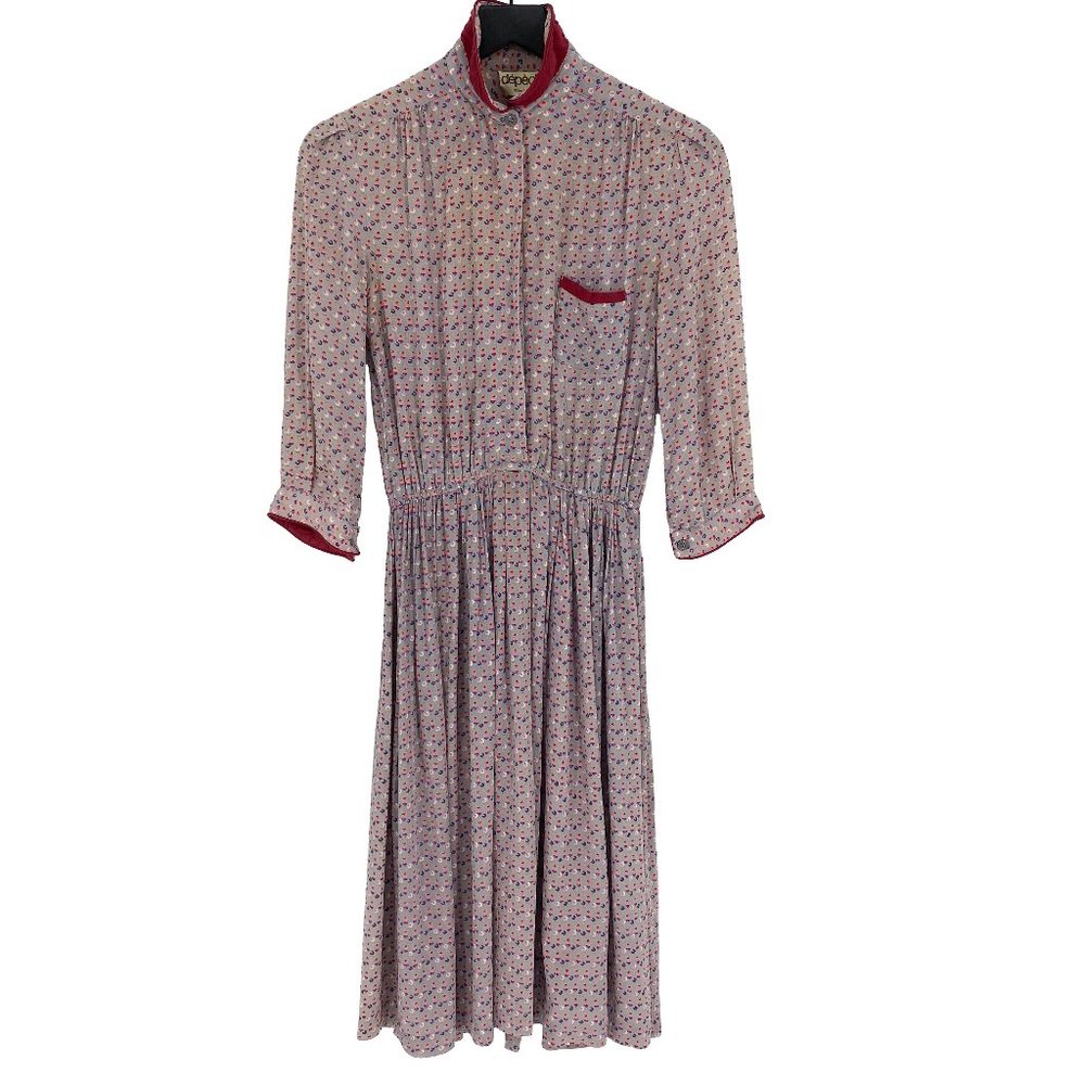 Vintage DÉPÈCHE MODE Crée á Paris Floral Pleated Dress Made in USA